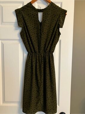 Dark Olive Green Sophia Reyes Polka Dot Dress